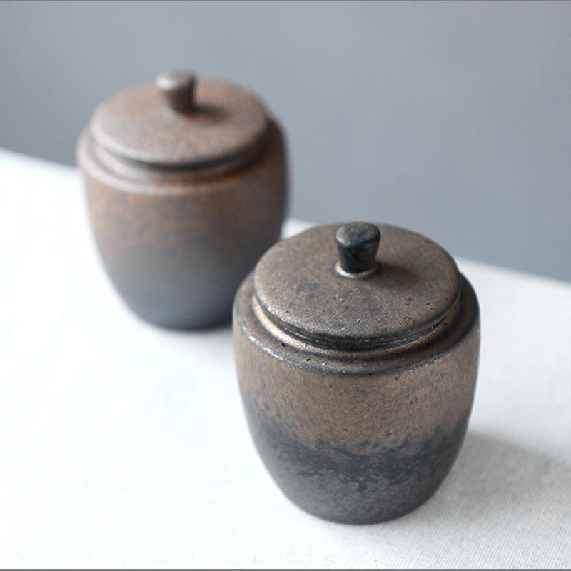 Vintage Ceramic Tea Canister Kitchen Sealed Container Multi-Functional Portable Jar for Candy Nuts Coffee Beans Herbs Storage