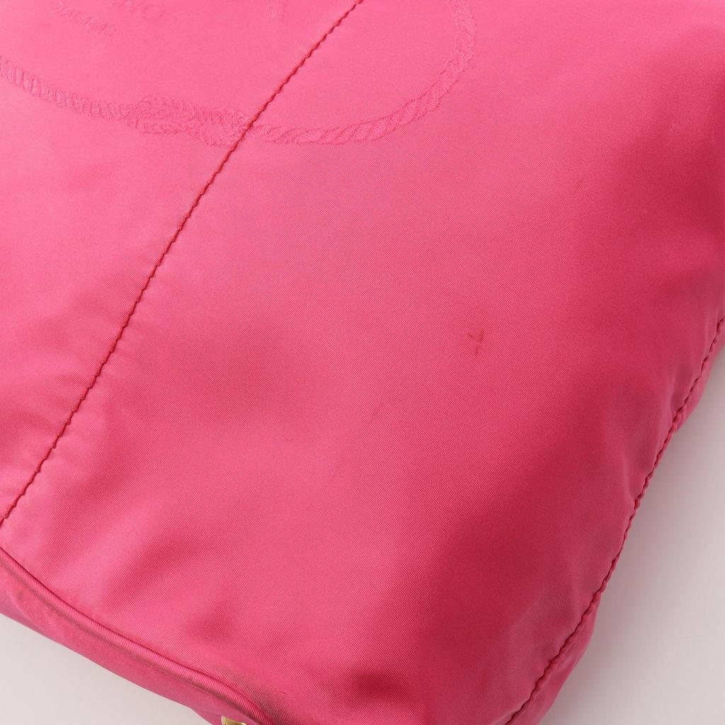 Used PRADA NYLON JACQUARD Tote Bag BR4634 Nylon leather Pink Used Women