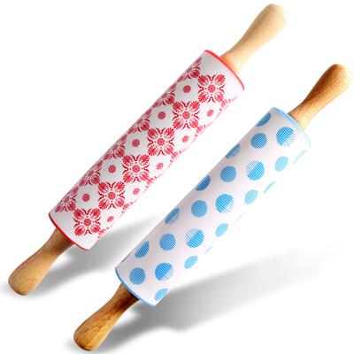 מערוך סיליקון חדש עם ציפוי מונע הידבקות, ידית עץ, גלגלת בצק/קמח למטבח, כלי אפייה ובישול, 12 אינץ'