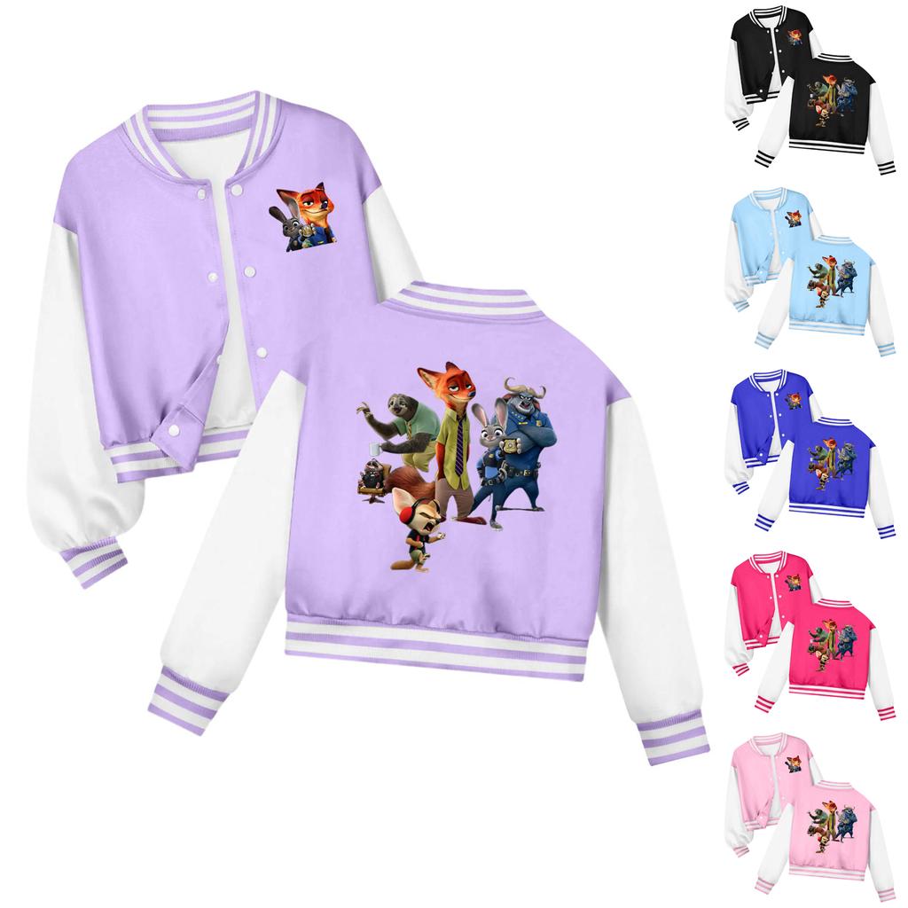 Kids' Fashionable Casual Long-Sleeved Hooded Print Jacket