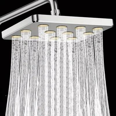Upgraded1pc Bathroom High Pressure Shower Head, Silvery Plating/black Square Large Flow Ceiling Mounted Supercharge Shower Head