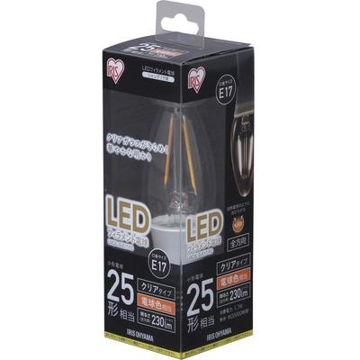 Iris Ohyama LED-Birne, Filament, 17mm Sockeldurchmesser, 25W Äquivalent, Warmweiß, Volle Lichtverteilung, Klar, LDC2L-G-E17-FC