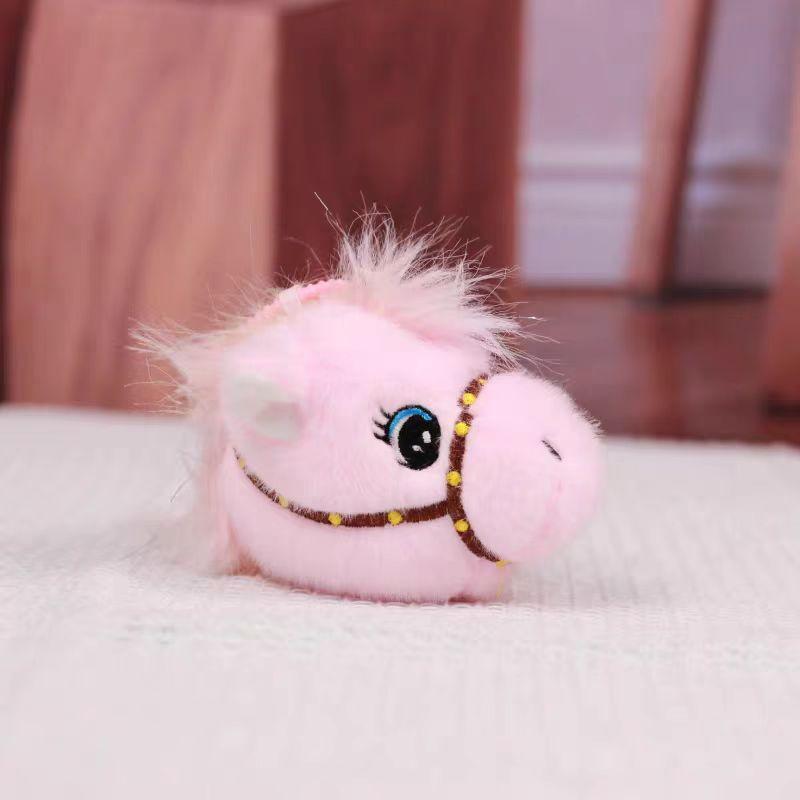 Cute simulated pony plush toy doll horse head doll keychain pendant zoo commemorative doll gift