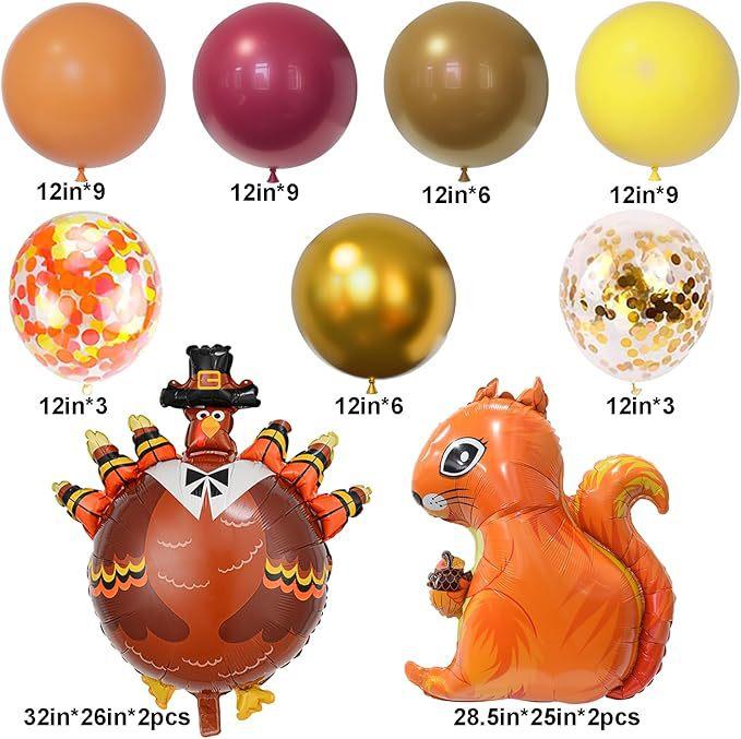 Thanksgiving Balloon Set, Thanksgiving Party Turkey Aluminum Film Balloon, Pumpkin Maple Leaf Pine Cones Balloon Styling Cloth