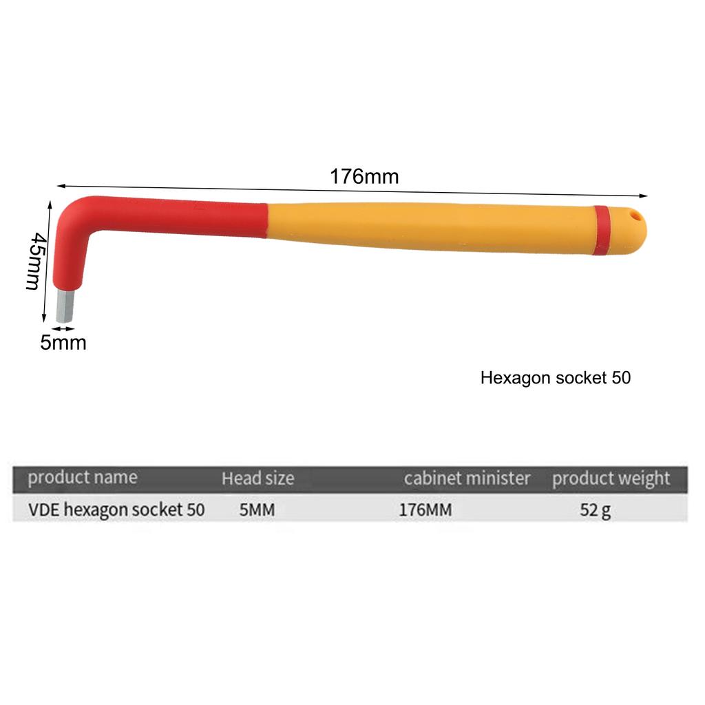 Hexagon Wrench 1000V Insulated Wrench Electrical Work Insulation Protective Cover Pressure-resistant TPE Handle