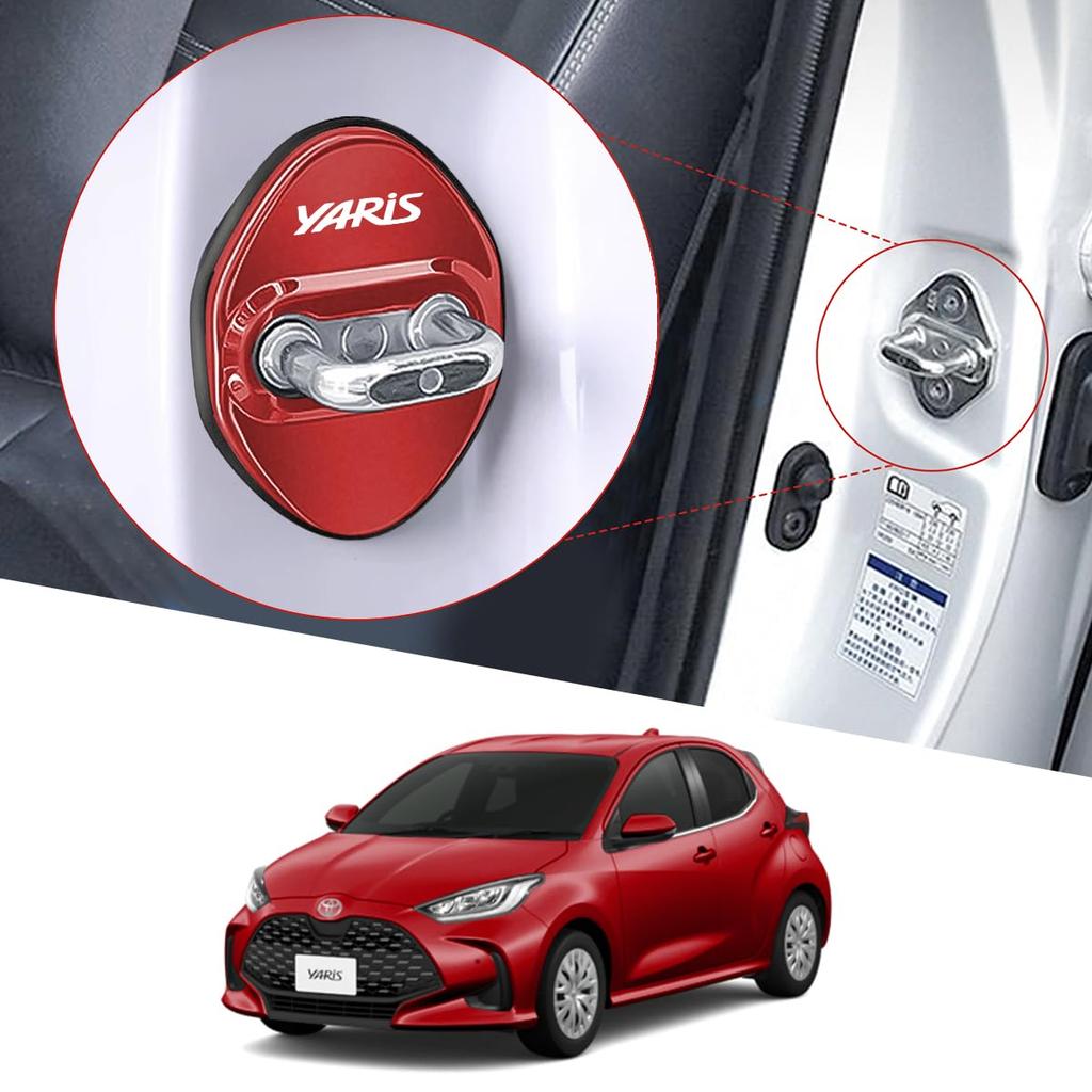 Car Door Striker Yaris Custom Exterior Door Lock Premium Stainless Original and Improved Set of 4 Tire Valve [Yaris Exclusive] Covers, Accessories,