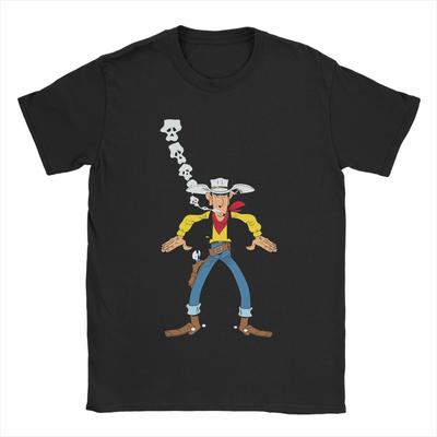 Men Lucky Luke Are You Ready T Shirt Cartoon Cotton Clothing Funny Short Sleeve Crewneck Tee Shirt Party TShirt