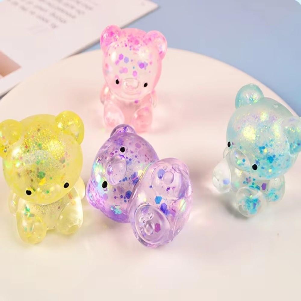 1/2PCS Sugar Filled Bear Squeeze Fidget Slow Rebound Pinch Decompression Squeeze Soothing Texture Glitter Gummy