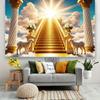 2 D Plane Brilliant Golden Stairs Background Mingled with the White Clouds Suitable for Wedding Celebration Polyester Fiber