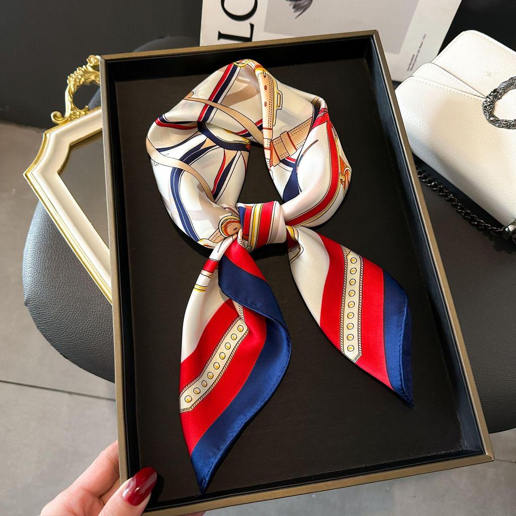 Versatile Faux Silk Small Square Scarf - Elegant Neck Accessory for Spring and Summer