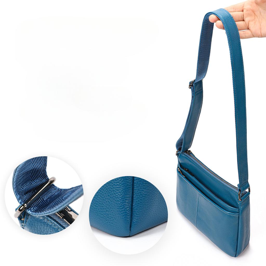 Geantă de damă din piele naturală la modă, de mare capacitate, cu mai multe straturi, geantă de umăr simplu, piele de vacă strat superior, geantă crossbody de mare capacitate