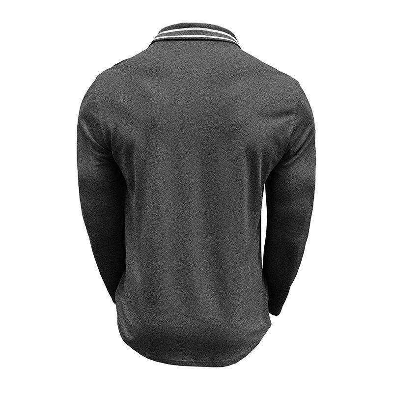 Spring Trend Men's Long Sleeve Casual Polo Shirts Solid Lapel Button Up Pullover Tops Autumn Turn Down Collar Polos