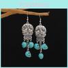 Vintage Style Skeleton Drop Earrings With Electroplated Finish For Women Party Wear