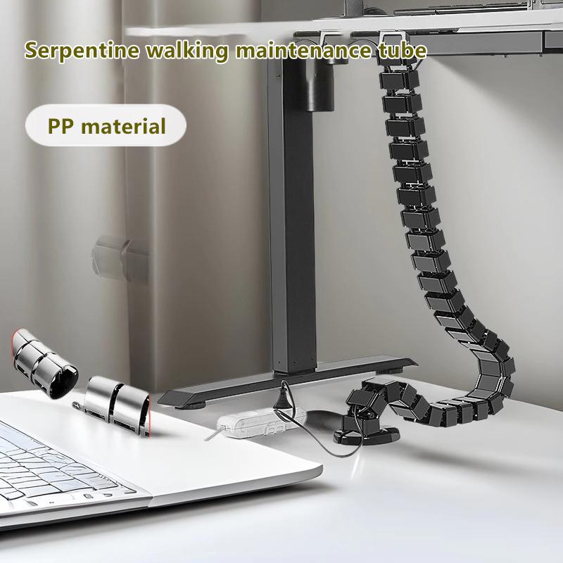 78Cm Wire Spine Cable Sleeve Workstation Snake Wire Organizer Under Desk Cable Wire Management Computer Cord Protective Tube