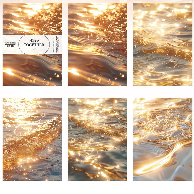 10 pcs INS Large size wave sticker sticker aesthetic Decorative Diary Scrapbooking Background sticker Deco paper Craft Supplies
