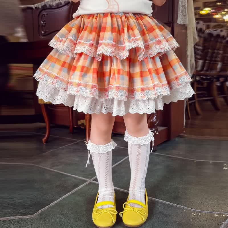 MIMIHELLO Girls' Summer Plaid Tiered Skirt