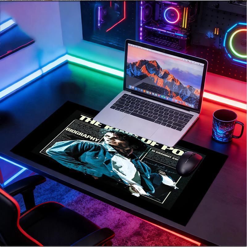 Custom Name Personalized Michael Jackson Pattern Mousepad, Laptop PC Desk Mat, Decorative Desk Mat for Home Keyboard Pad Gift