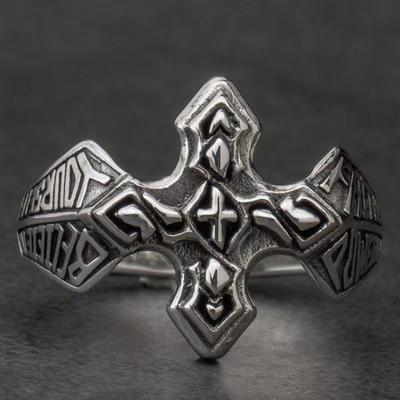 JMXD-Vintage Men's Cross Ring, Hipster Punk Jewelry