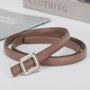 Womens Slim Leather Belt With Zinc Alloy Buckle Adjustable 100cm/110cm Fine 1.4cm Width Casual Office Dress Outfit