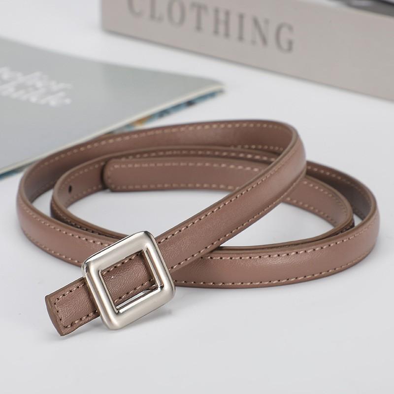 Womens Slim Leather Belt With Zinc Alloy Buckle Adjustable 100cm/110cm Fine 1.4cm Width Casual Office Dress Outfit