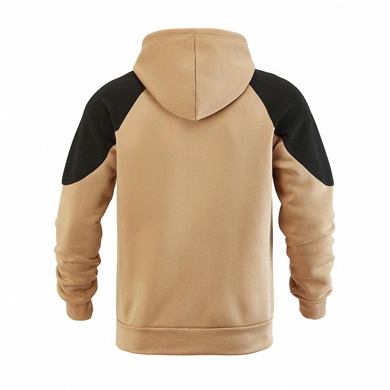 Men's Color Block Raglan Hoodie, Contrast Spliced Textured Long Sleeve Drawstring Pullover Hooded Sweatshirt with Kangaroo Pocket