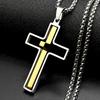 Christian Two-Tone Double Rotatable Cross Stainless Steel Jesus Amulet Pendant Necklace for Women Men Gold Color Chain Jewelry
