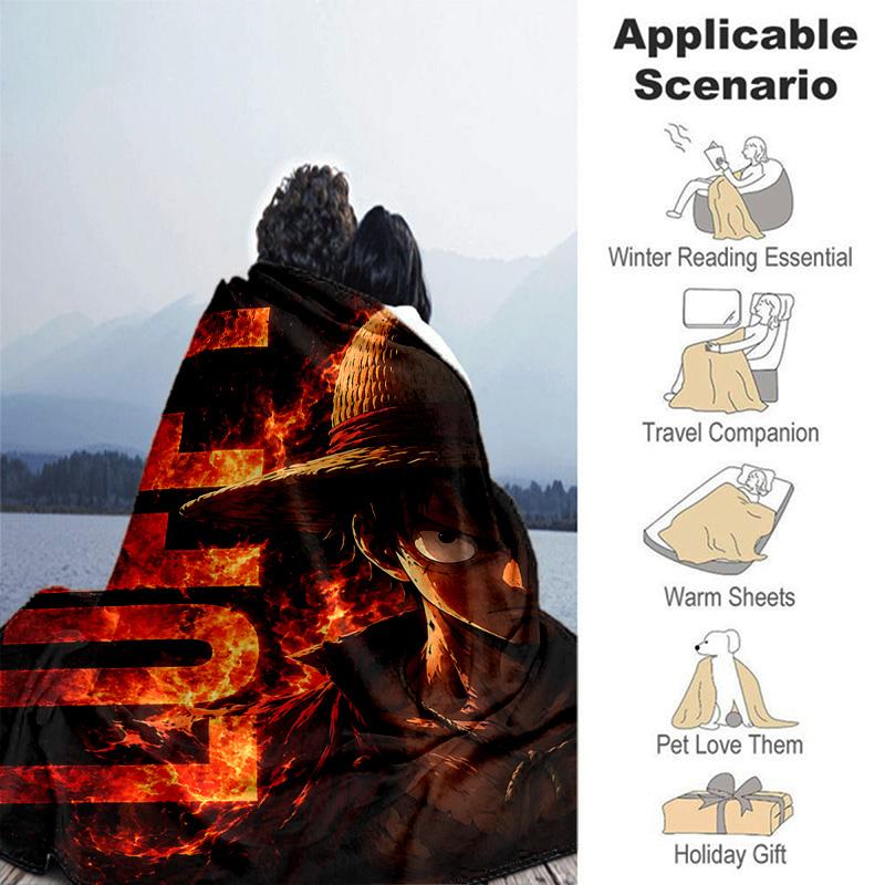 1pc One Piece Marine Admiral Chopper Soft Throw Blanket Flannel All Season Light Weight Living Room/Bedroom Warm Blanket. M7270137