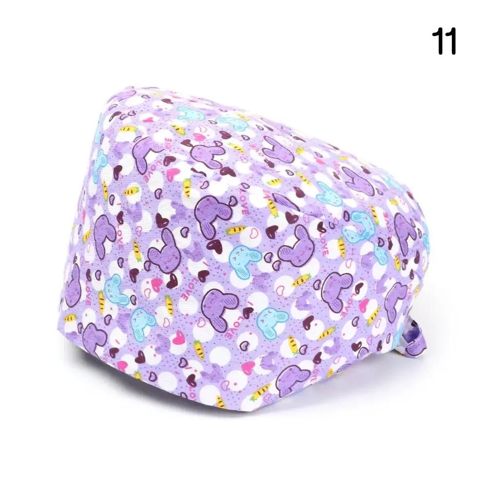 Adjustable HeadCover With Sweatband Men Women Bouffant Hat Pure Colour Cotton Hats Surgical Scrub Cap