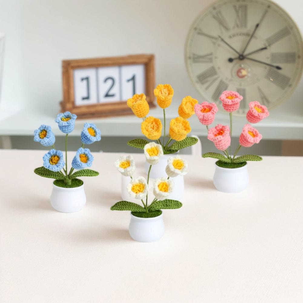 4Pcs Potted Plants Crochet Kit DIY Crochet Starter Kit with Step-by-Step Video Tutorials Knitting Kit for Beginners