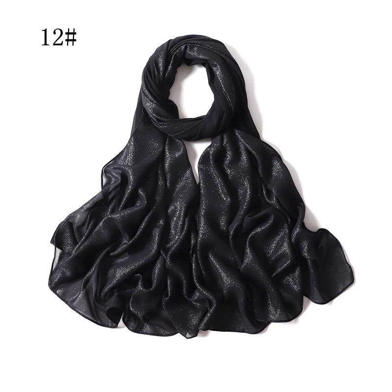 New Style Women's Silver Pearl Chiffon Long Scarf