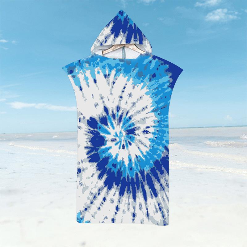 Microfiber Quick-Dry Hooded Beach Poncho Bathrobe for Adults
