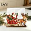 Santa Claus Tissue Organizer Christmas Wooden Holder, Napkin Dispenser with Gingerbread House Elk Seasonal Dining Table Accessory Pattern, Decorative