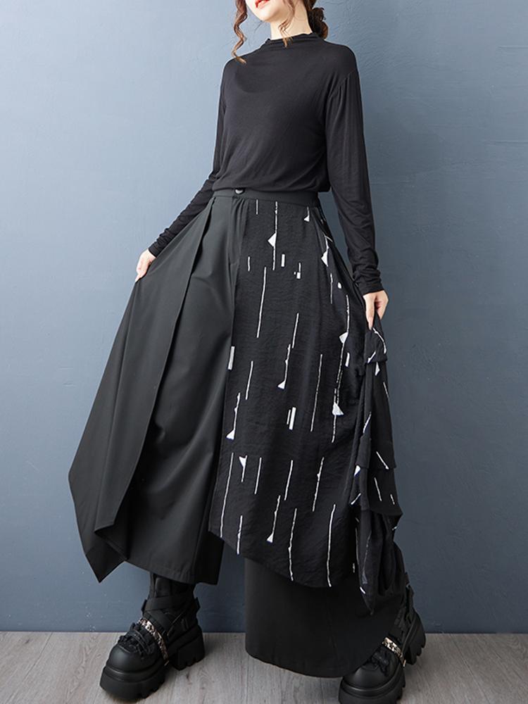 XITAO Patchwork Print Irregular Female Pants Trousers GJ1245