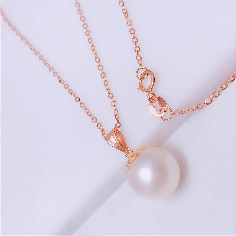 Exquisite Russian Purple Gold Inlaid Round Pearl Pendant Women'S Rose Gold Plated Color Gold Light Luxury Versatile Necklace