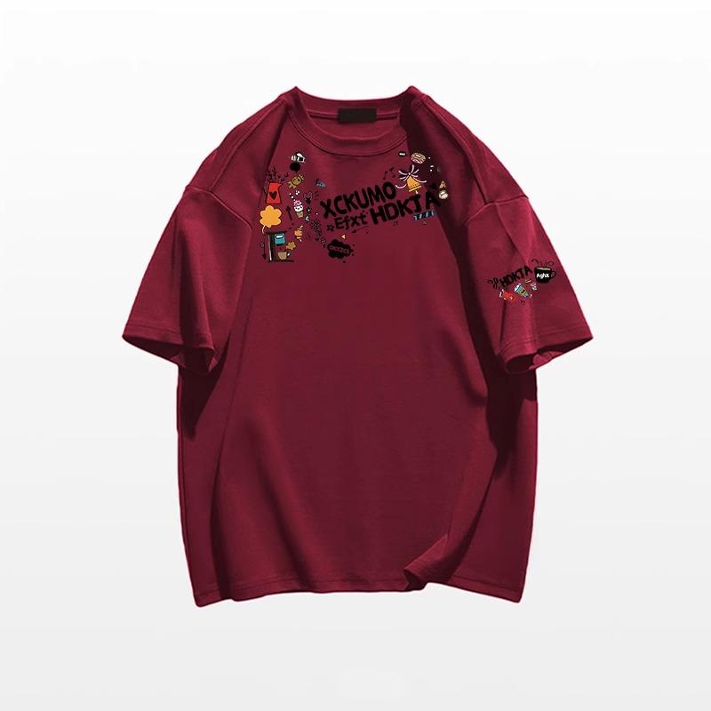 2025 Sommer lustiges Cartoon Buchstaben Print T-Shirt für Frauen Kleidung Harajuku Oversized T-Shirt hohe Qualität 200G 100% Baumwolle T-Shirt weiß Y2k Tops