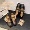 Flat bottom gentle Mary Jane single shoes women's shoes 2025 spring and autumn French flowers with skirt ballet evening shoes