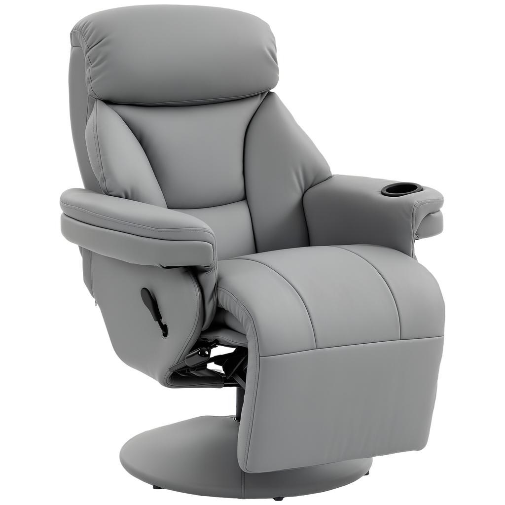 Upholstered Reclining Armchair, Manual Recliner Chair with Footrest and Adjustable Backrest, Grey