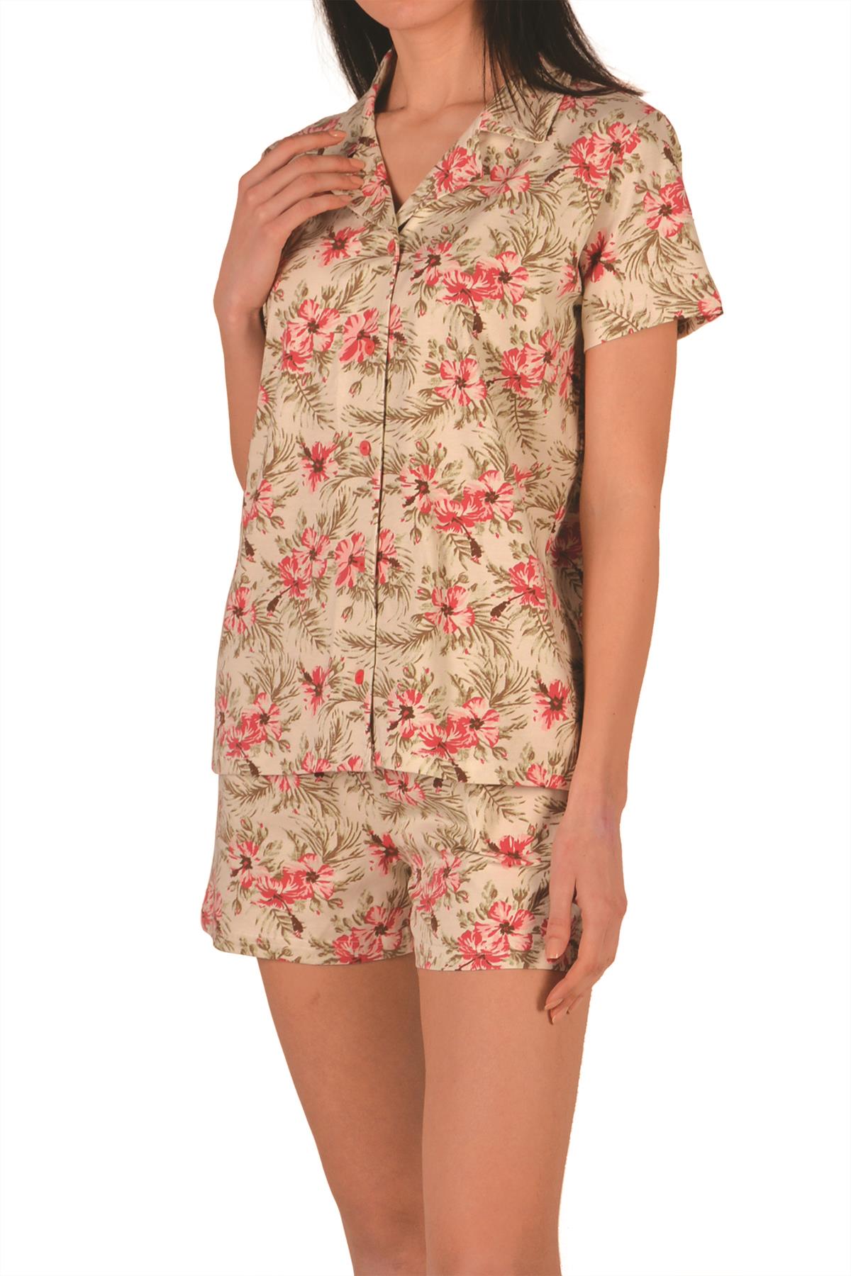 

Женский комплект с шортами. Пижамный комплект с короткими рукавами и карманами на пуговицах. Хлопок из лайкры. S зелёный