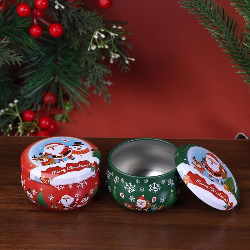 Christmas Tinplate Jars Coffee Tea Spice Candy Jewelry Storage Case Candle Making Containers Decorations Box Party Gift Jars