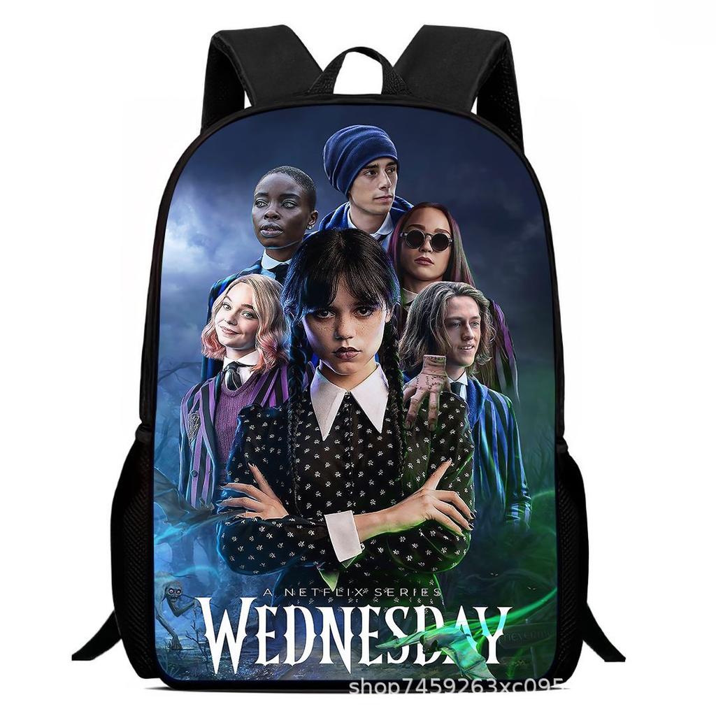 Wednesday 3 School Bag Printing Casual Multifunctional Cross-Border Backpack Straight Hair