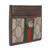 Gucci Ophidia double G letter light gold hardware accessories leather and canvas card holder regular women's beige and brown