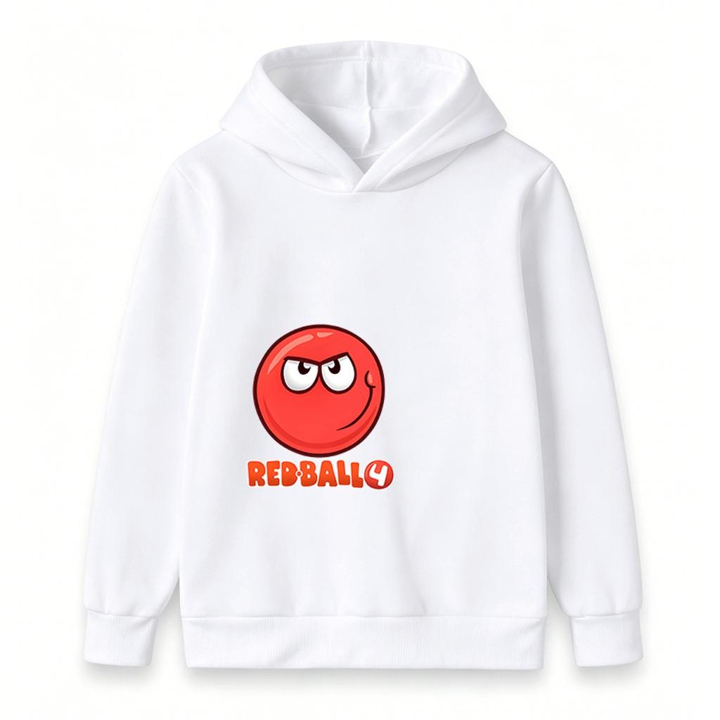 Kids Boys Girls Casual Hoodie Red Angry Smile Ball Print Pullover Sweatshirt Soft Long Sleeve Warm Hooded Top for Children