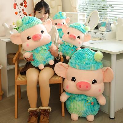 Cute Cute Pig Doll Plush Toy Wearing Hat Pig Doll Children's Company Soothing Doll