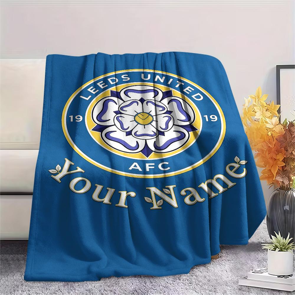 1PC Custom Name Leeds United Football Club Patterned Flannel Blanket For All Seasons for Home Decor Warmth and Comfort Gifts Holiday Present -HE148