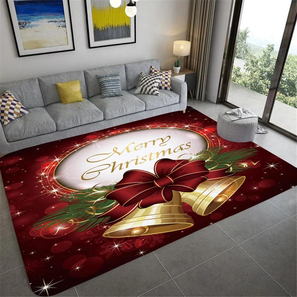 VIAKMA Christmas Atmosphere Decorative Non-slip Soft Crystal Velvet Carpet Home Bedroom Living Room Entrance Door Mat Home Decor
