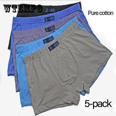 5-pack  Men's Cotton Boxer, Breathable Four-corner Solid Color Underwear, Cotton Underwear, Sweat-absorbent, Sexy Loose Bottom Pants