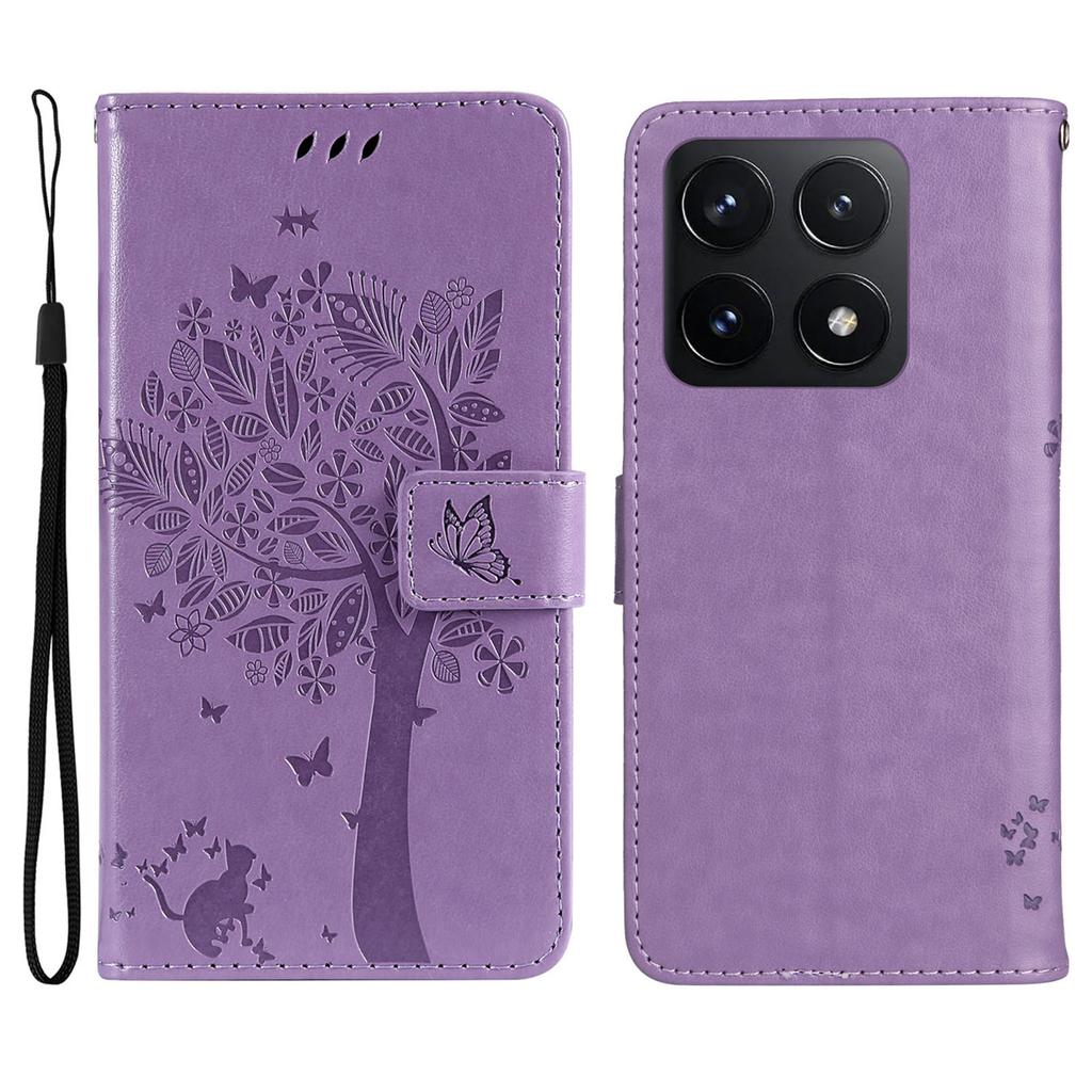 Für Xiaomi 14T Handyhülle mit Ständer Katzenbaum Muster Leder Geldbörse Handyhülle