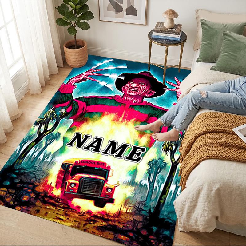 Custom Name Nightmare Icon Living Room Non-Slip Area Rug Soft Carpet for Bedroom Kids Playroom Sofa Office Home Decor Doormat