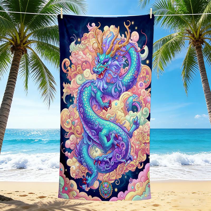 1Pc Colorful Dragon Fantasy Beach Towel Quick Dry Multiuse For Beach Pool Gym Yoga Home Travel Christmas Halloween Xmas Gift G1280