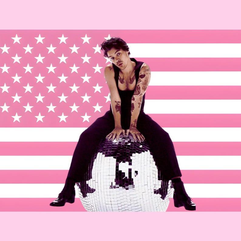 Pink American flag tapestry 75x100 чёрный